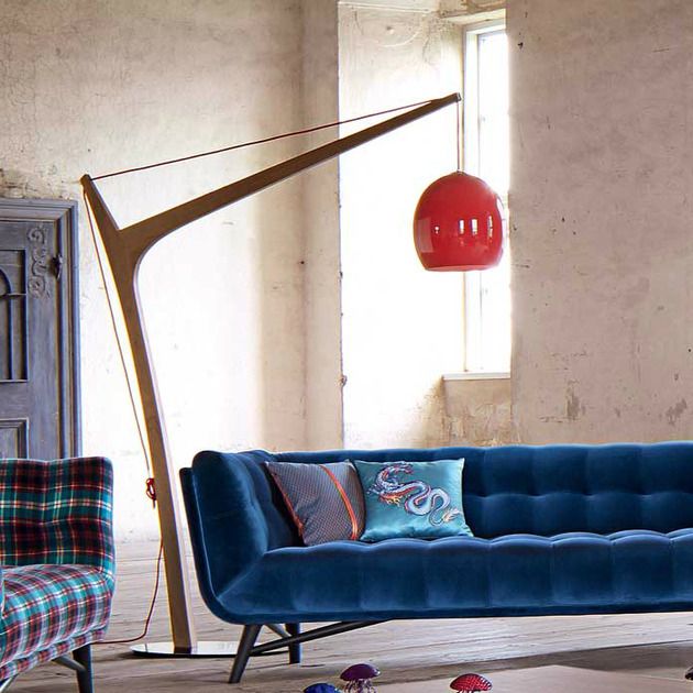 design interior amenajare living chesterfield catifea albastra