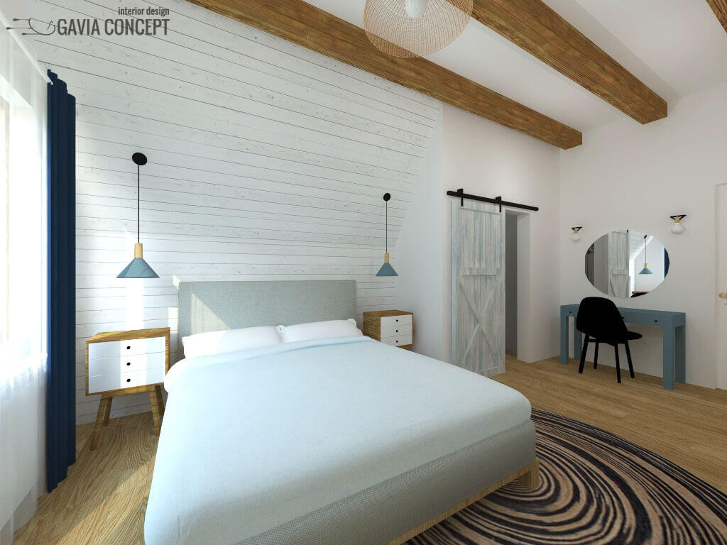 Design interior casa rezidential brasov tonuri neutre culori tari hol baie dormitor