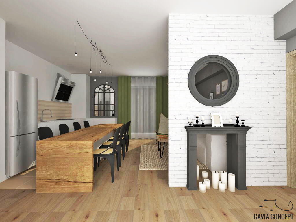 design interior apartament 2 camere living dining open space