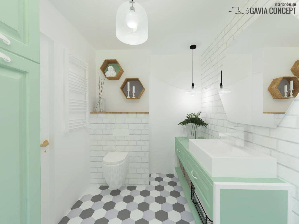 Design interior casa rezidential brasov tonuri neutre culori tari hol baie